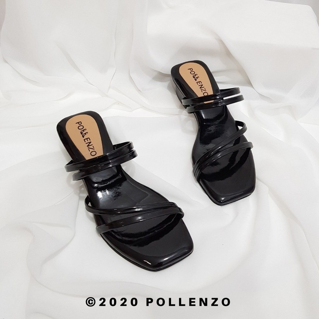 Pollenzo - Asanda Sandal Heels Hak Tahu Wanita 3Cm Hm-301-HITAM
