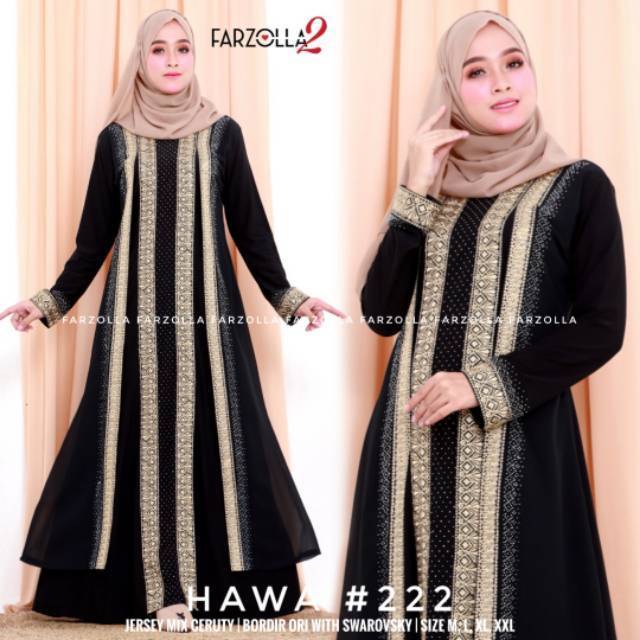 TOP (100% ASLI) HAWA #222 ORI BY FARZOLLA2 / GAMIS JUMBO HITAM / ABAYA ARAB BAHAN JERSEY MIX CERUTY
