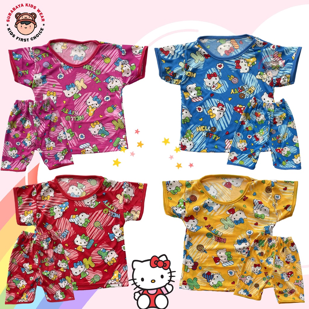 Setelan Baju Anak Perempuan Print Warna Motif Kartun