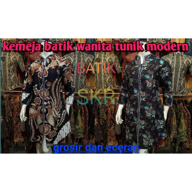 Atasan batik  wanita Tunik batik wanita batik Hem batik Kemeja batik wanita model Tunik batik seraga