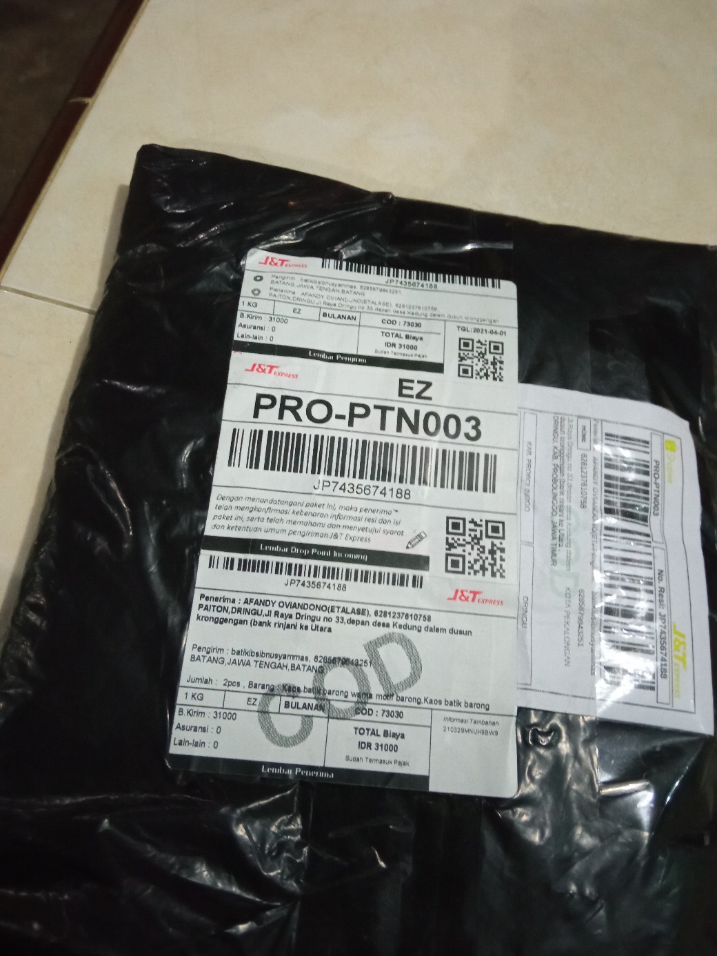 Kaos Batik Barong Warna Motif Barong