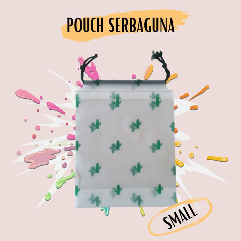 Pouch Sebaguna Corak Kaktus Ukuran Kecil