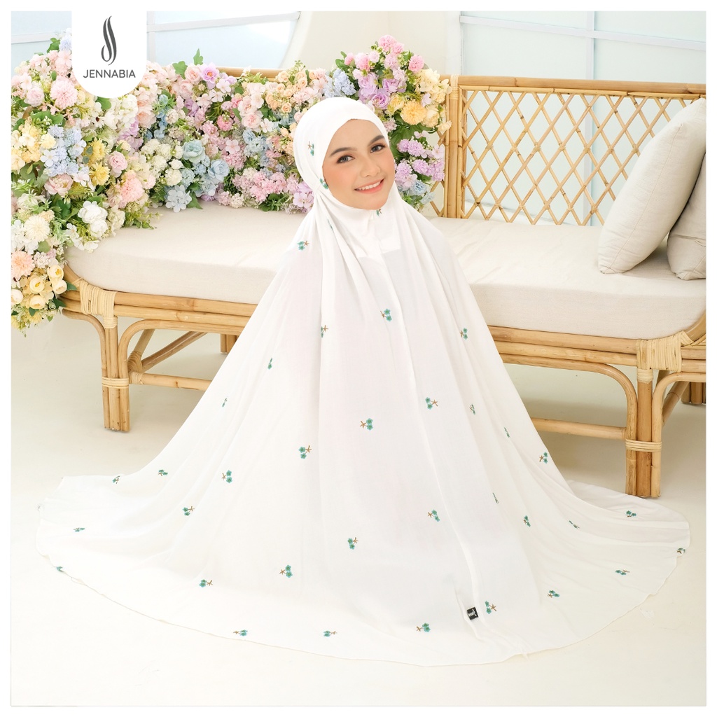 JENNABIA - Mukena Dewasa Katun Premium Bordir Bunga Cantik Marwa Terbaru Murah