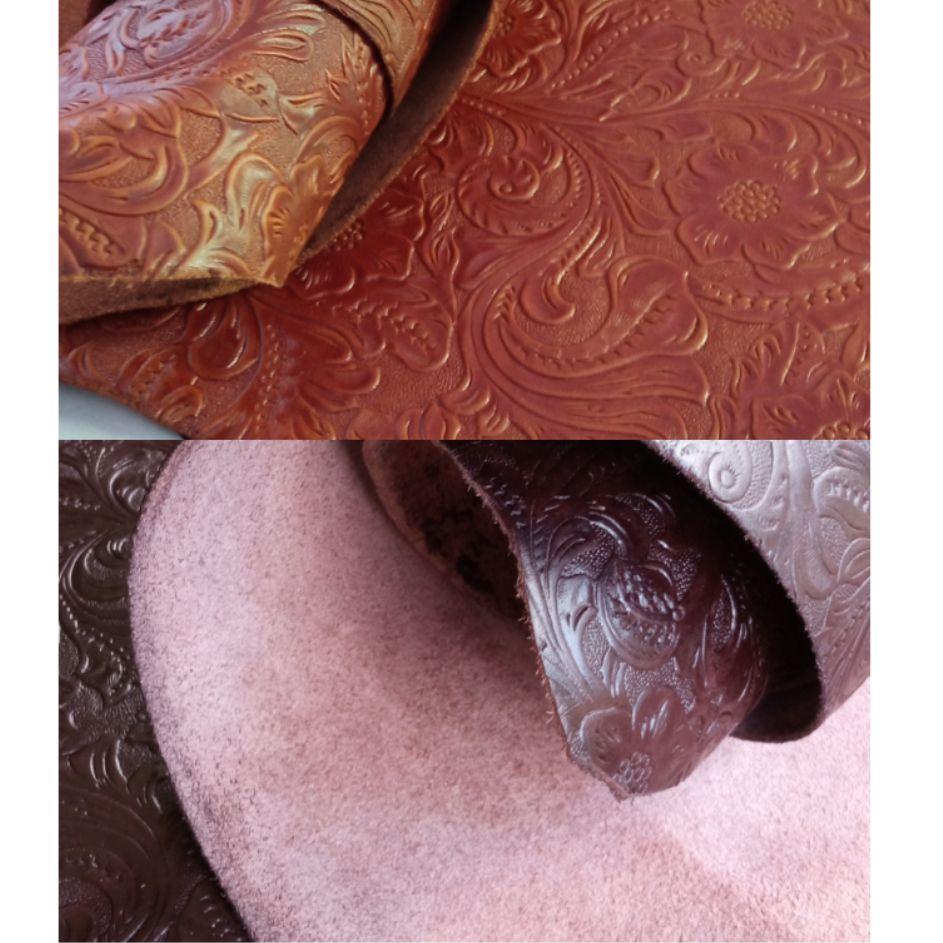 [KODE KVEI0] Kulit Sapi Lembaran Kulit Sapi Asli Motif Batik Bunga, Motif Buaya, dan Pull up Ketebal