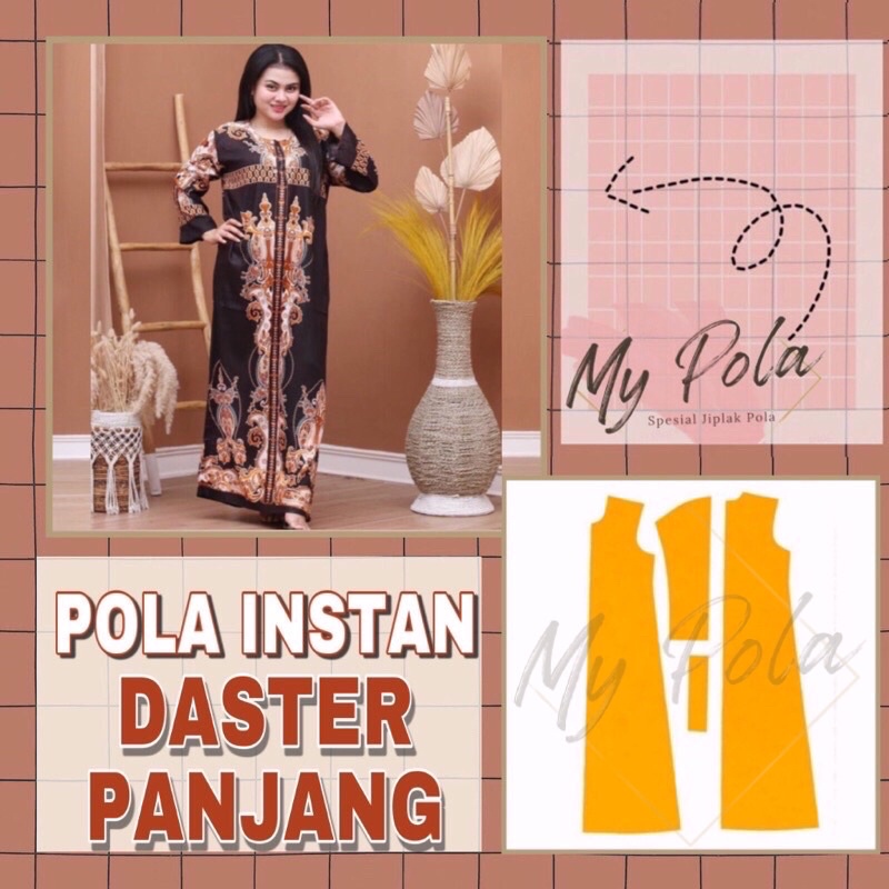 [COD]Pola instan daster panjang - pola daster mypola - pola jiplak daster