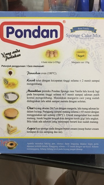 Pondan Sponge Cake Mix rasa Vanilla tepung premiks kue sponge spong