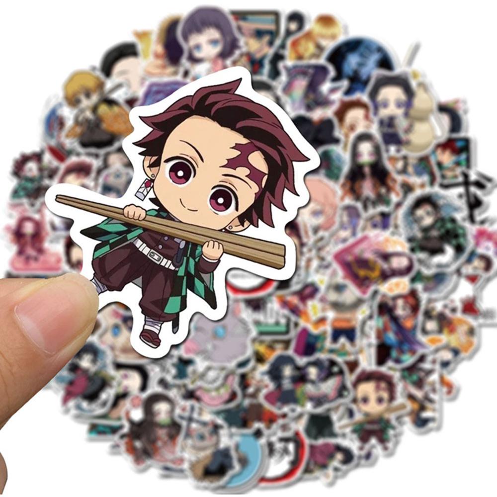 [Elegan] Jepang Anime Kimetsu No Yaiba Stiker 100 Pcs No Repeat Stiker Tahan Air DIY Kartun Anime Decals