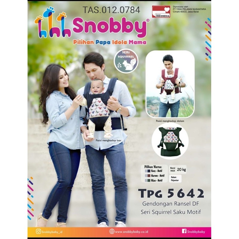 Gendongan bayi depan  SNOBBY squirrel series / gendongan ransel