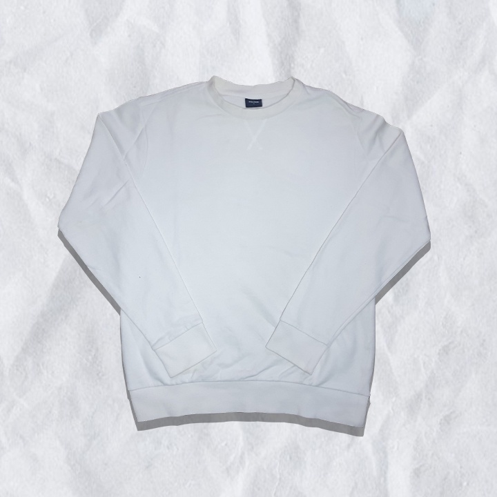 Crewneck Polos Simpel Putih Premium Quality Pria/Wanita Polham