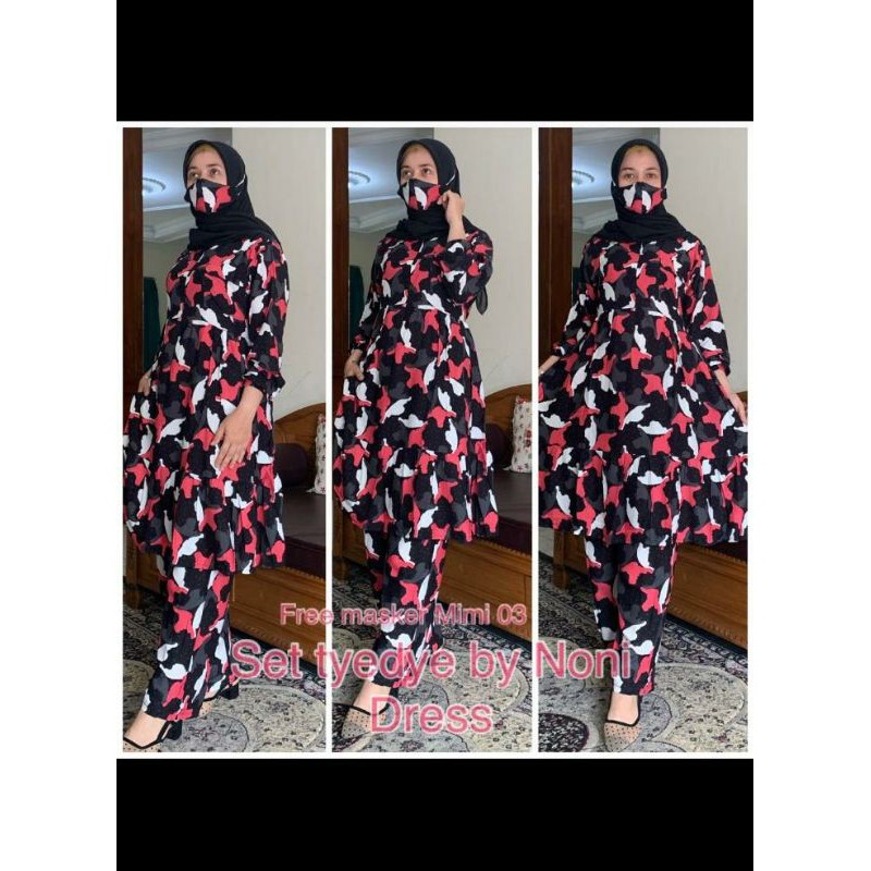 DASTER ARAB SETELAN TIEDYE BY NONI DRESS ORI FREE MASKER