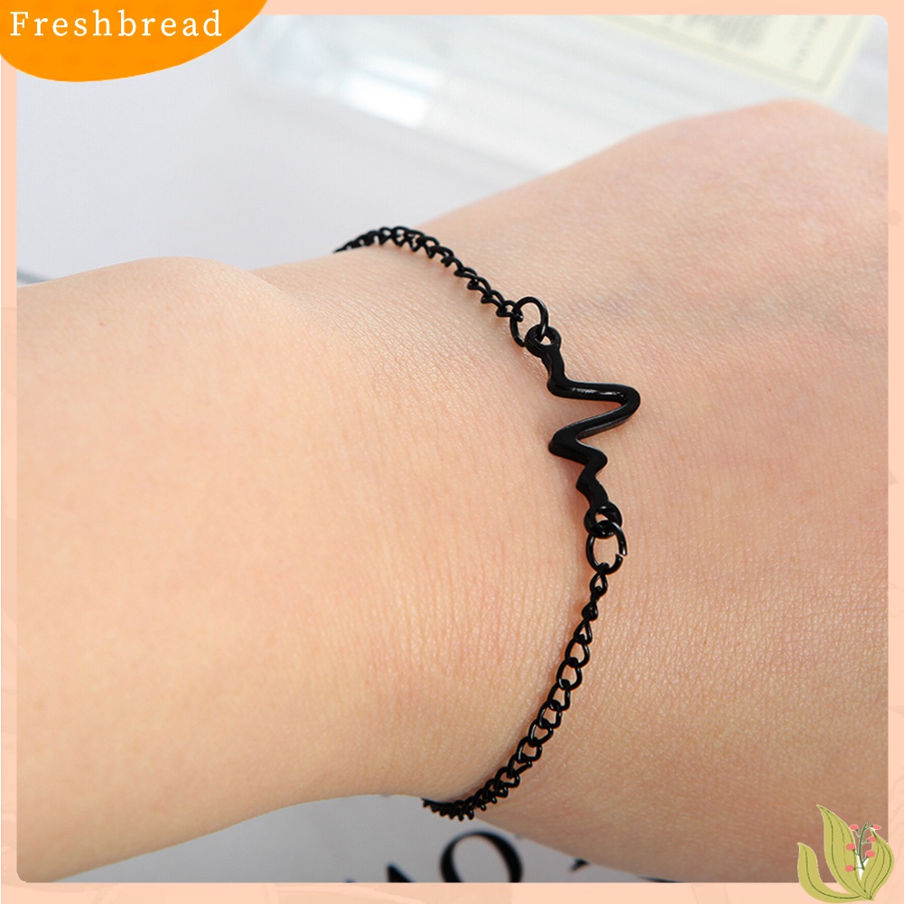 [Fresh] Gelang Tangan Strap Adjustable Motif Electrocardiogram Simple untuk Pria / Wanita / Pasangan