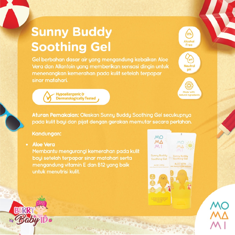 Momami Sunny Buddy Soothing Gel Lotion Gel Bayi Anak Aloe Vera 100 ml Berry Mart