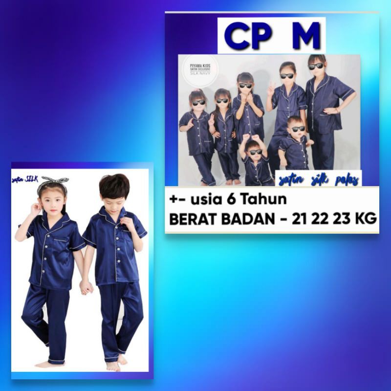 Piyama anak satin baju lengan pendek celana panjang