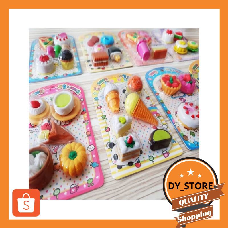 

Murah Penghapus Bentuk Makanan - Kawaii Eraser Food Set Stationery Lucu Unik Keren