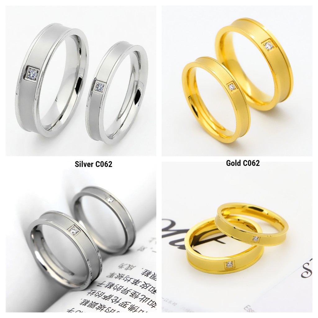 [BEST SELLER] Cincin Couple titanium  C062 / Tunangan / Nikah / Kawin Titanium Anti Karat Mata Satu