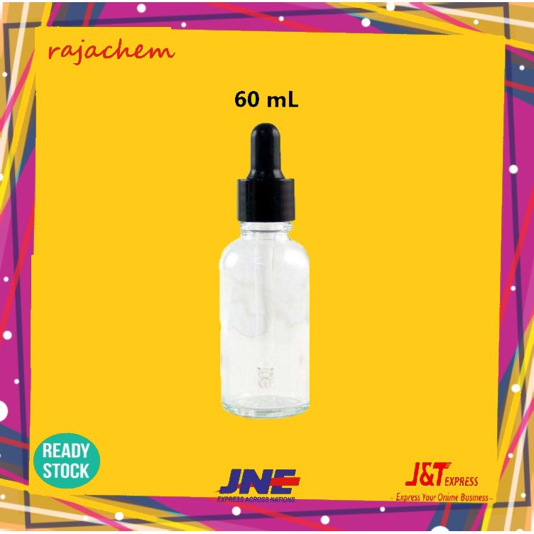 Botol Pipet Kaca Clear 60 ml Childproof Segel - Botol Serum 60ml