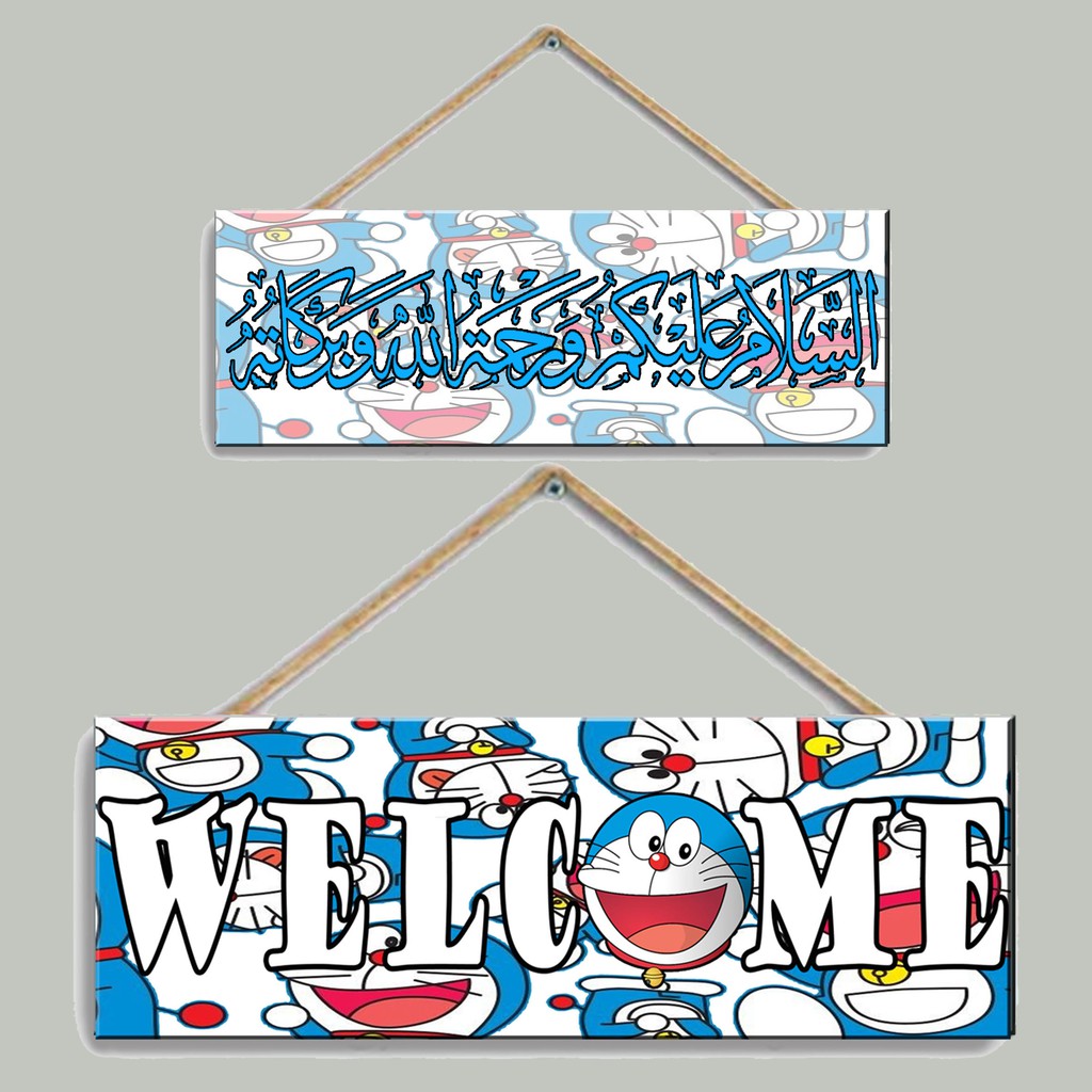 DEKORASI/HIASAN DINDING/GANTUNGAN PINTU KARAKTER DORAEMON WELCOME DAN ASSALAMUALAIKUM