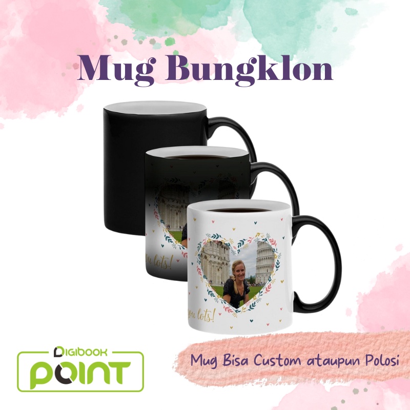 Cetak Souvenir Mug Magic / Mug Bungklon Tanpa PO Pengerjaan Ekspress