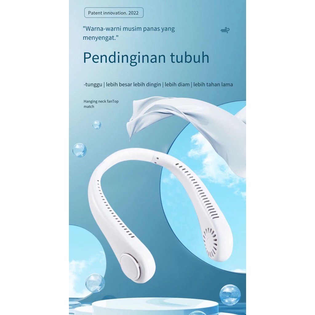 Kipas Angin Mini Gantung Leher Portable USB Rechargeable / Kipas Angin Kecil Isi Ulang / Mini Fan Neck Elektrik