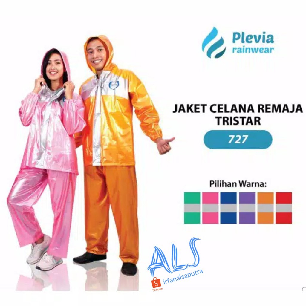 Jas Hujan Setelan Remaja Jaket Celana Plevia Tristar 727