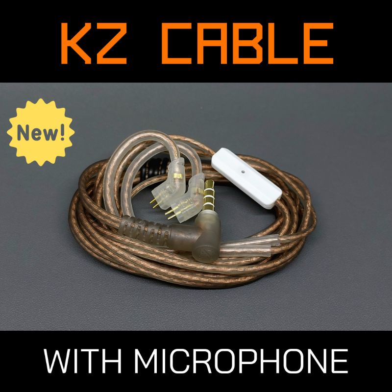 (TERMURAH) Kabel KZ Copper (MIC) 2 pin Type A B C (QDC) for KZ EDX ZST CCA TRN Cable pengganti-BLACK TYPE B MIC
