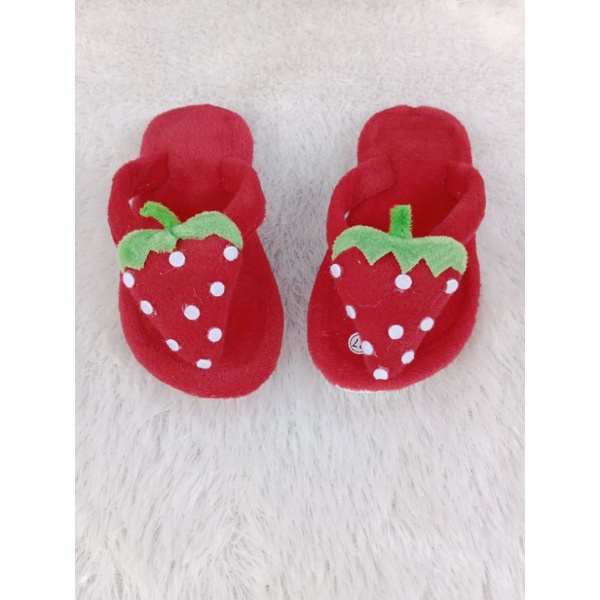 Sandal Bulu Anak Strawbery Lucuuuu | Sandal Anak Terbaru