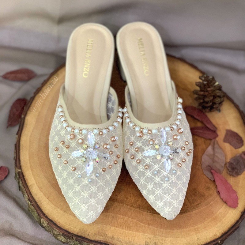 Meliaenzo - Sendal Hak Brukat Payet | Sendal Wanita | Sendal Wedding | Heels