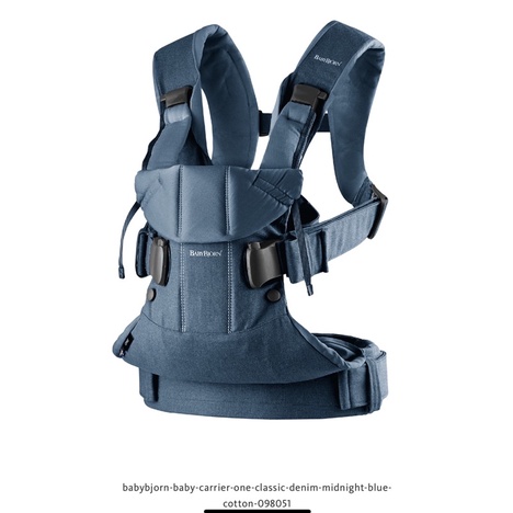 BABYBJORN BABY CARRIER ONE DENIM MIDNIGHT BLUE (PRELOVED BJORN) FREE ORGANIC CARRIER TEETHING COVER 