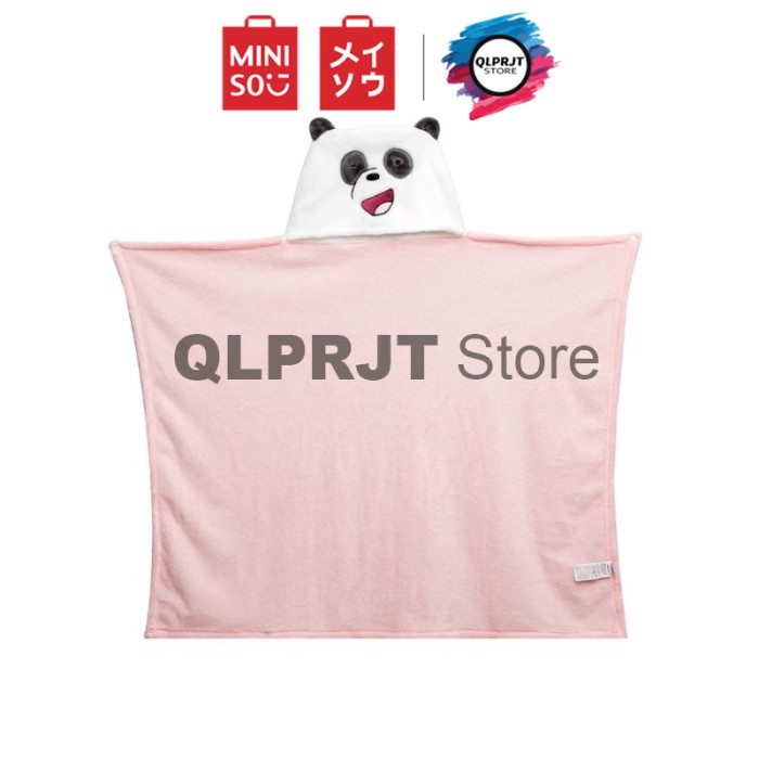 Selimut Dewasa Selimut We Bare Bears Miniso Lucu Dengan Hoodie - B Panda(W8J1) Selimut Aesthetic Sel