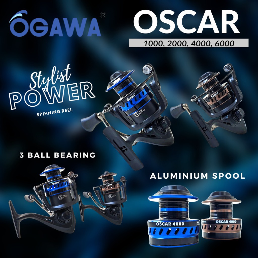 Reel Pancing Ogawa Oscar 3bb almunium spool 1000 2000  4000 6000