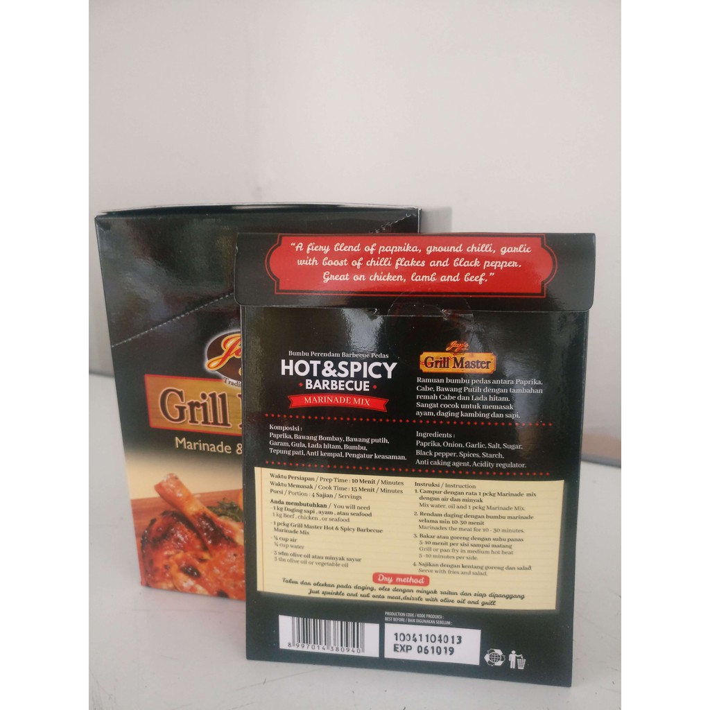 Jay's Grill Master Hot Spicy Barbecue Marinade Mix 30 GR NO MSG HALAL