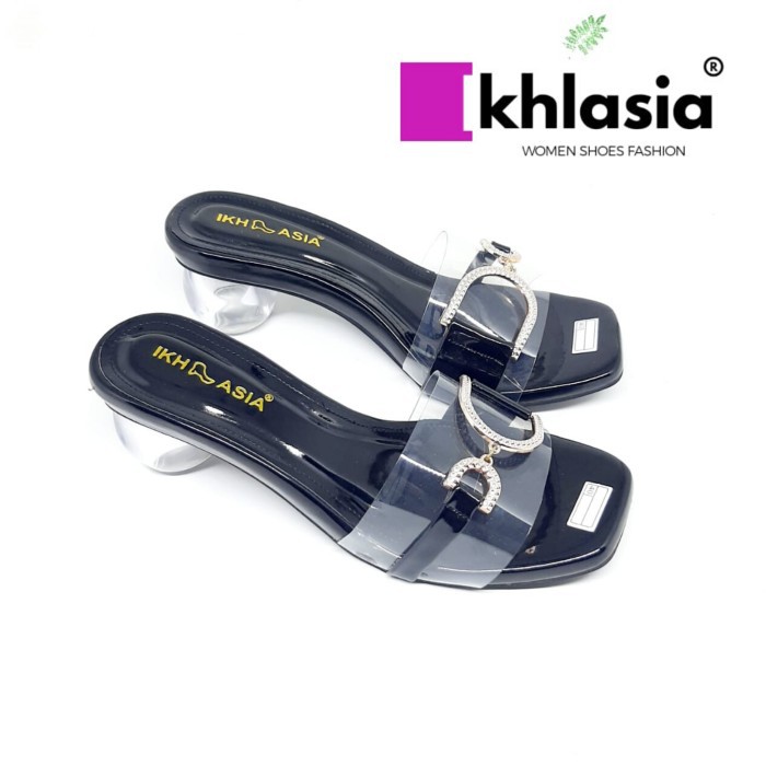 Diskon High Hils Wanita Hils Wanita Sendal Wanita High Hils Gliter Hitam Hells Kaca kekinian Murah