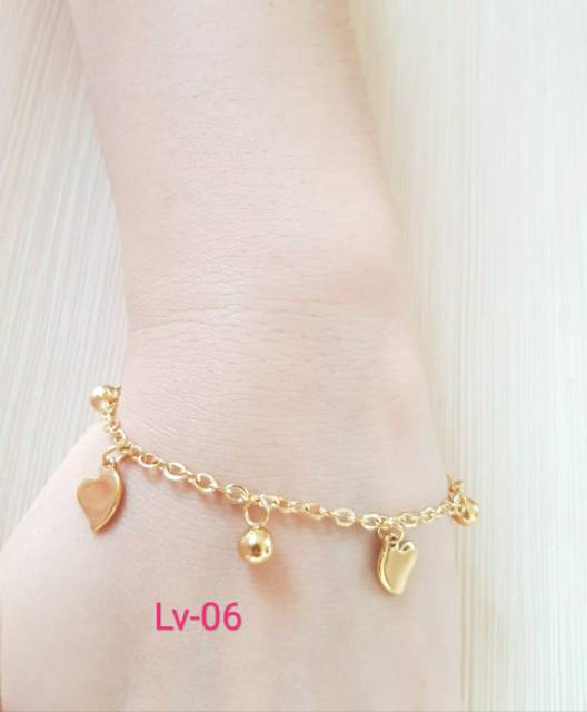 SET Gelang Tangan &amp; Gelang Kaki Love  TITANIUM gold Import Antikarat