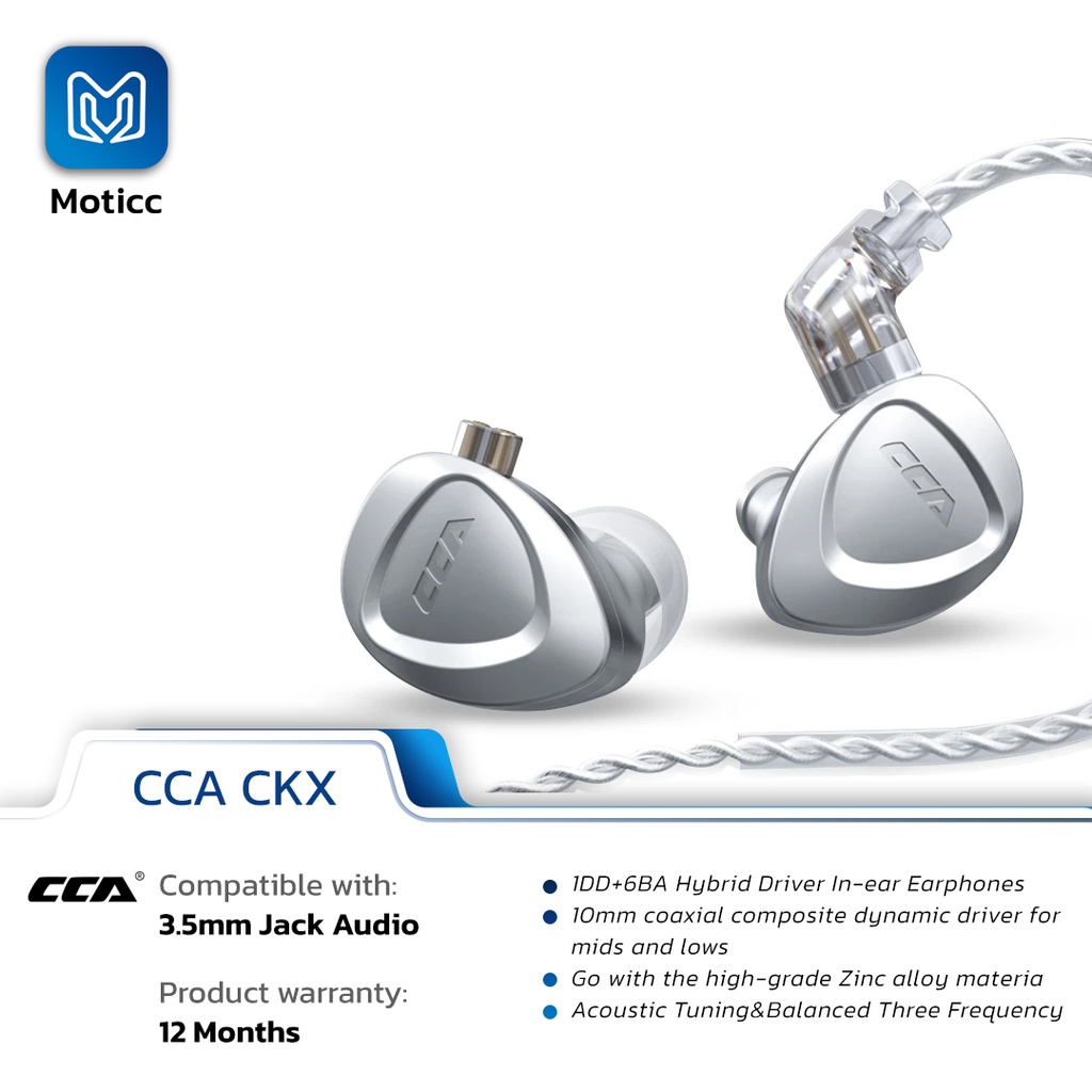 CCA CKX 6BA+1DD Hybrid Metal Earphones HIFI In Ear Monitor Bass Headset Noise Cancelling