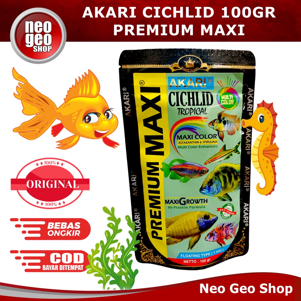 AKARI PREMIUM MAXI CICHLID Tropical ciclid multi color Pelet ikan hias