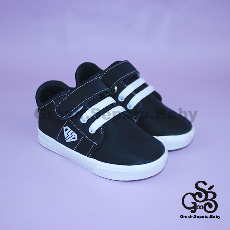 sepatu anak sneakers sepatu anak laki laki sepatu anak perempuan model casual strap kids HITAM polos ringan fleksibel &amp; Anti Slip