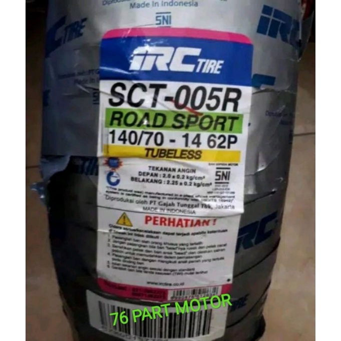 BAN TUBELESS IRC UK.140/70 .14 (SCT-005R) FREE PENTIL