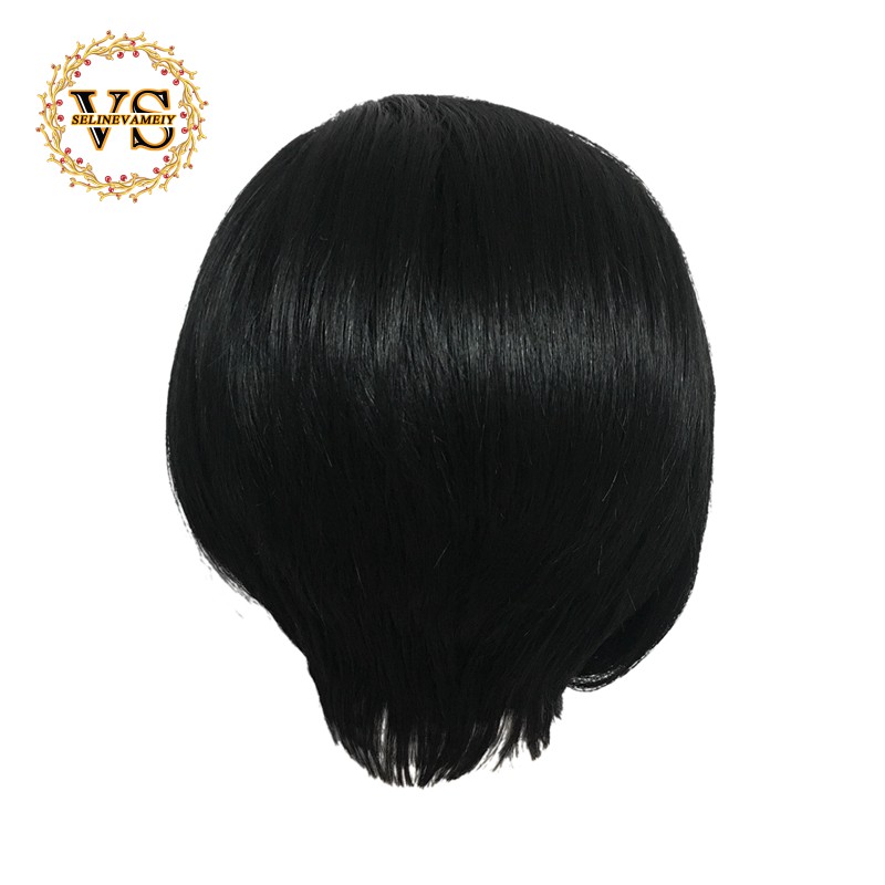 Wig Rambut  Pendek  Lurus Warna  Hitam  Ukuran 10 Inci 