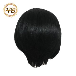 Wig Rambut  Pendek  Lurus Warna Hitam Ukuran  10 Inci 