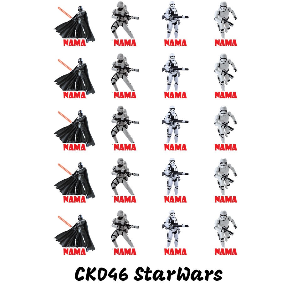 

Sticker Nama Cutting Label Waterproof Tahan Air StarWars (CK046)