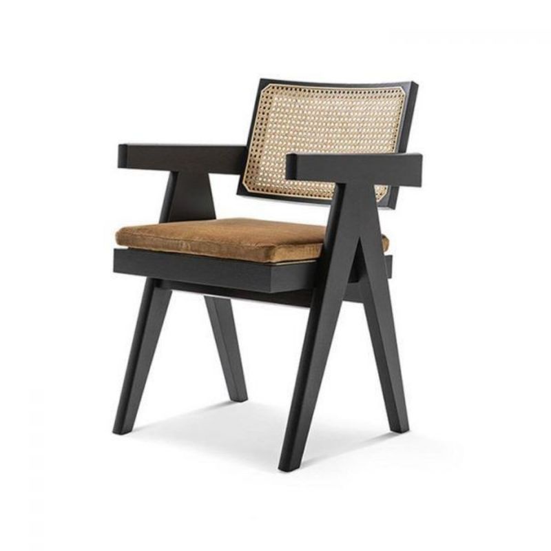 Kursi Cafe Rotan / Kursi Makan Kayu Jati / Kursi Cafe Dudukan Busa / Kursi Rotan Daning Chair