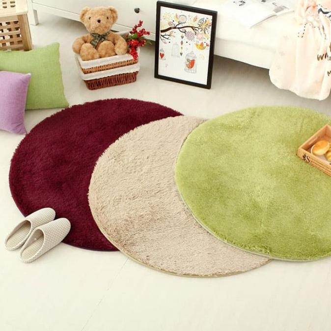 Karpet Bulu Bagus Murah Bangetss Karpet Bulat Diameter 80CM Lembut