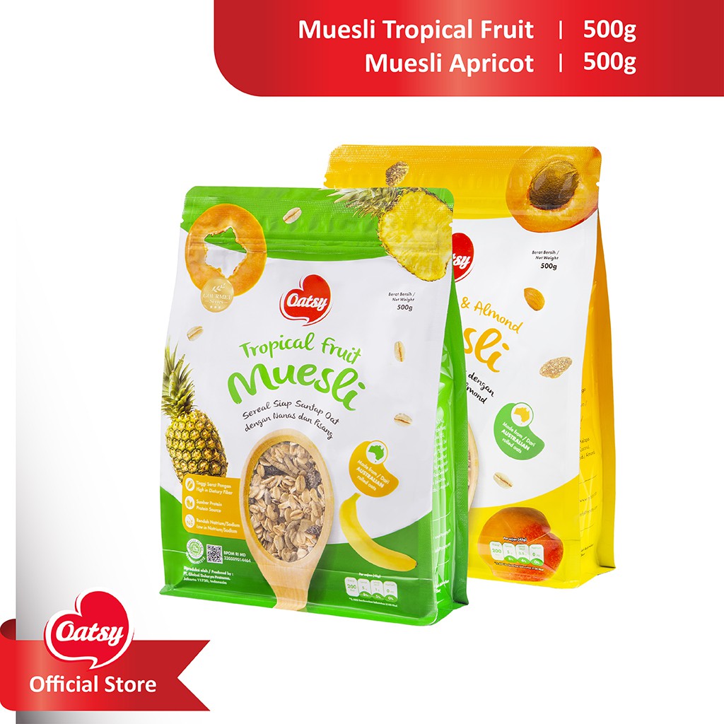 

OATSY Special Mix Pack (OATSY Muesli Apricot Sultana Almond 500g & OATSY Muesli Tropical Fruit 500g)