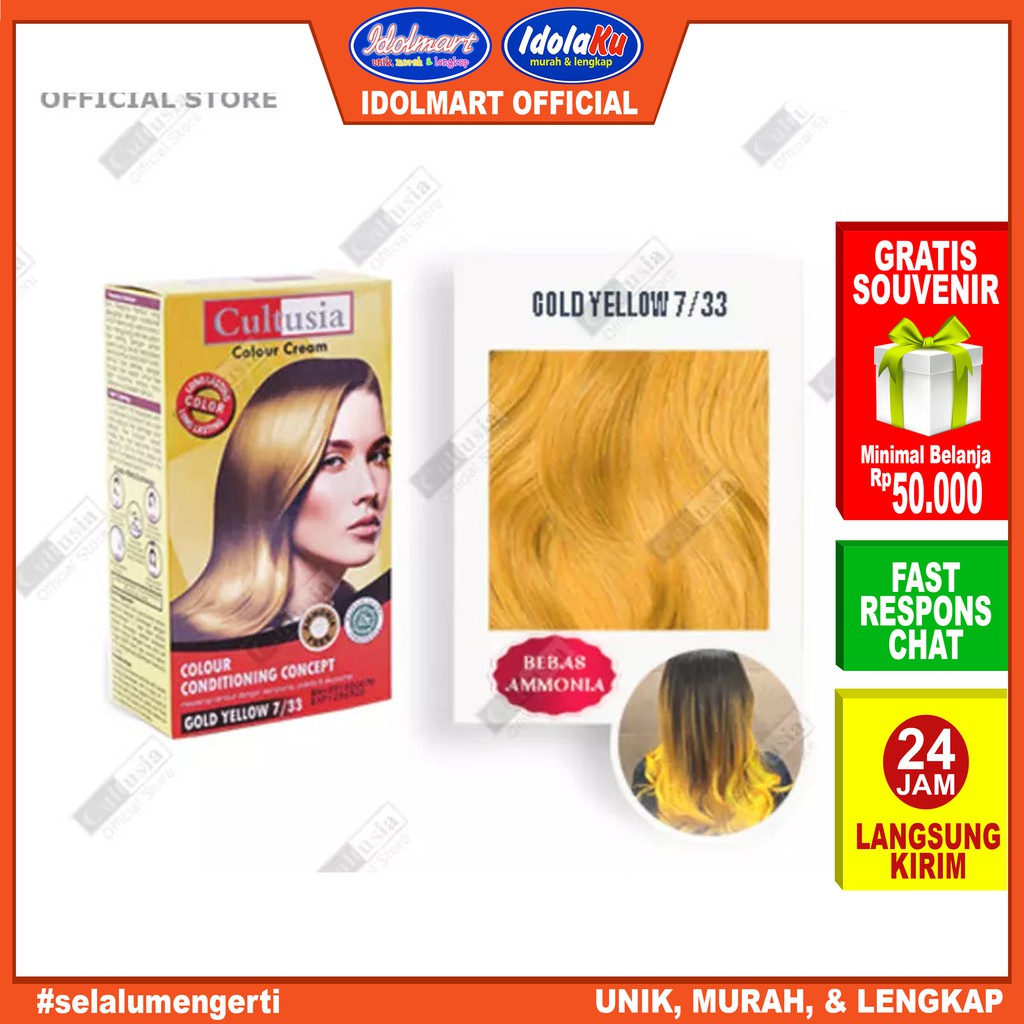 IDOLAKU Pewarna rambut Cultusia Hair Color Gold Yellow 7/33 30 ML