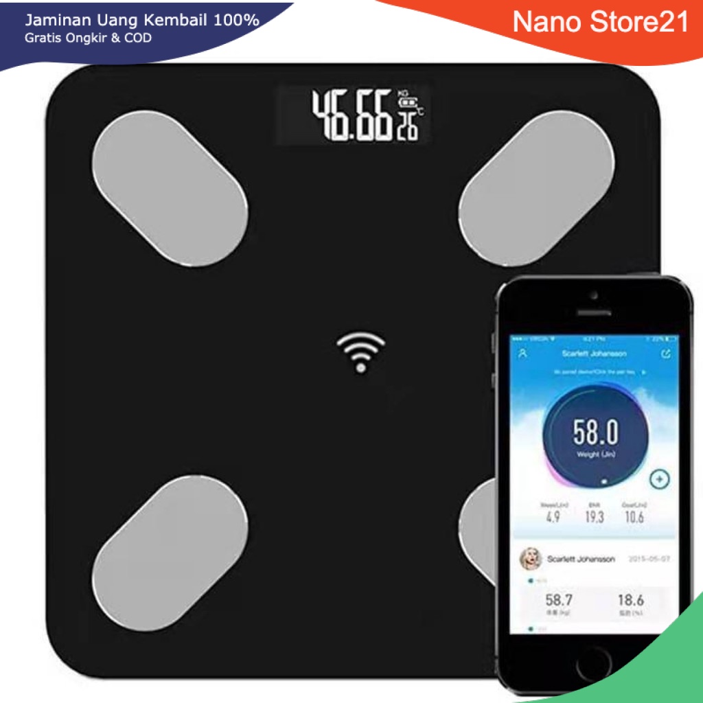 Timbangan Badan Digital Conect Bluetooth - Alat Pengukur Berat Badan Digital Premium COD
