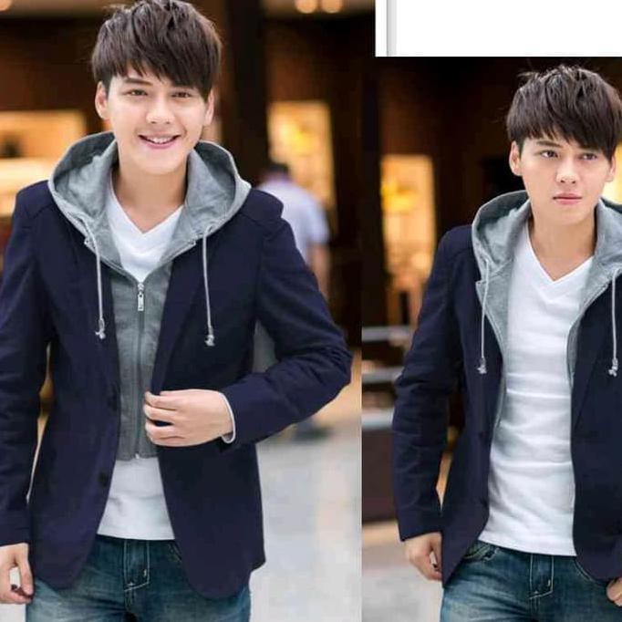 Blazer Pria Hoodie Zip 3 Warna