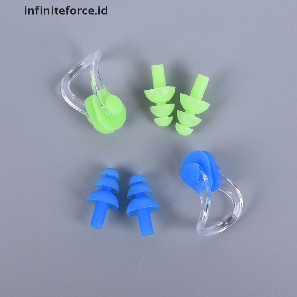 Infiniteforce.id Set Earplug + Klip Hidung Bahan Silikon Anti Air Untuk Berenang