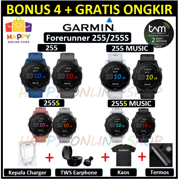 Garmin Forerunner 255 / 255S Music / Non Music / FR255 / FR255S Garansi Resmi