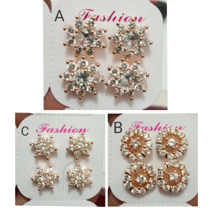 Namk874. Anting tusuk xuping wanita lapis emas dgn mata zircon