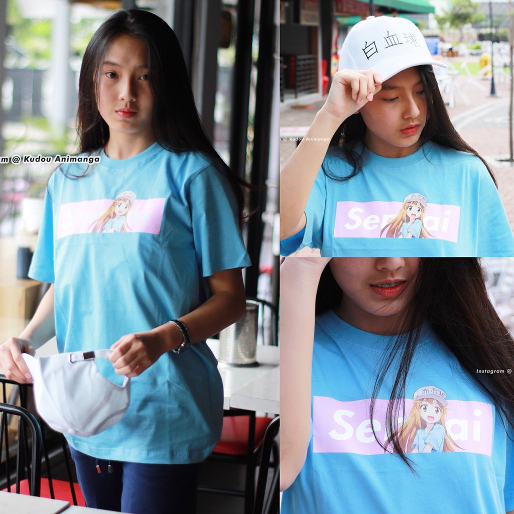 Kaos Senpai Platelet Anone Baby blue